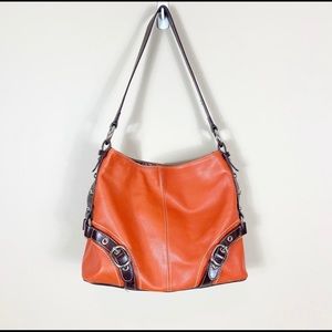 Lucē | Orange Leather Satchel Purse